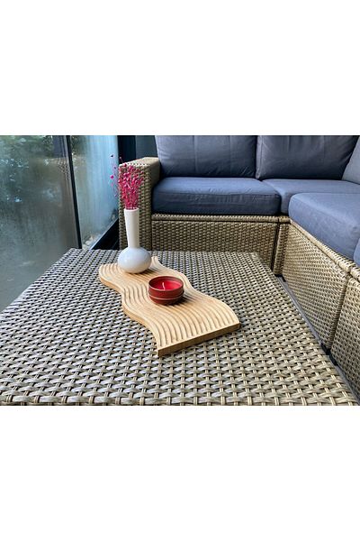 Janset Bamboo Wavy Presentation Tray, Cutting Board, Coffee Tray, Bamboo Decor