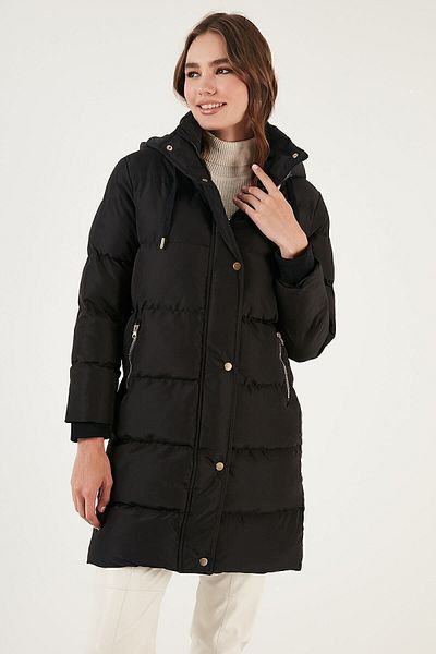 Lela Hooded Winter Long Puffer Coat with Pockets COAT 55650542
