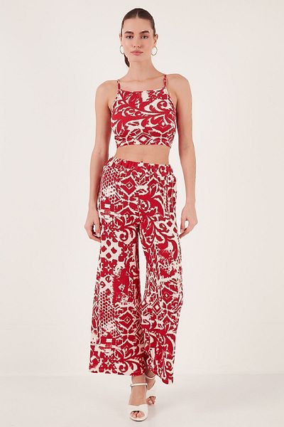 Lela Pantaloni lați cu talie înaltă cu model PANTALONI5865681