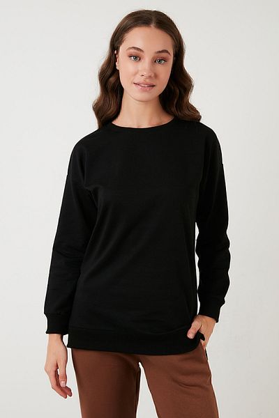 Lela Βαμβακερή κανονική εφαρμογή Crew Neck Basic Sweat Sweat 5863569