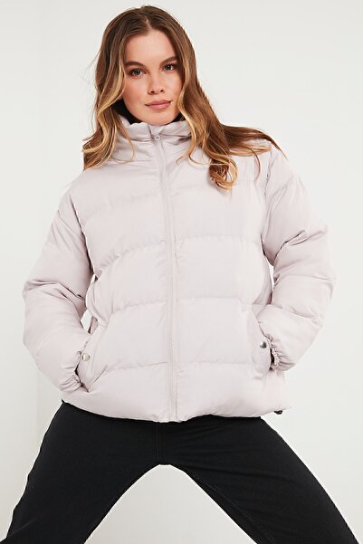 Lela Φουσκωτό κοντό παλτό με τσέπες γιακά 6020045