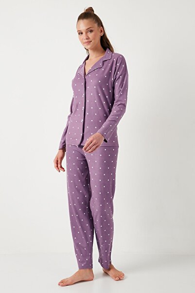 Lela Streç Standart Fit Düğmeli Pijama Takımı  PİJAMA TAKIMI 60956601
