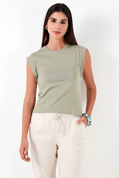 Lela Crew Neck Cotton Sleeveless T-Shirt - Basic,5864201