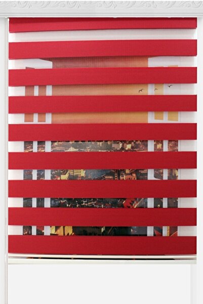 Naza Zebra Perde Bambu Kırmızı Modern Perde