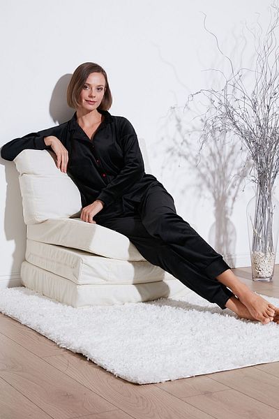 Lela Shiny Velvet Ribbed Pajamas Set - PYJAMAS SET 6097110