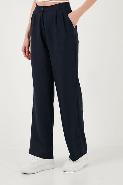 Lela High Waist Wide Leg Cotton Trousers - Relaxed Fit PANT 673P1011