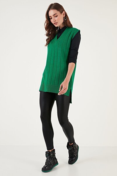 Lela Pulover lung de tricotaj cu decolteu în V - SWEETER 4616088 Y