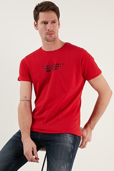 Buratti Yazı Baskılı Bisiklet Yaka % 100 Pamuk Slim Fit T Shirt Erkek T Shirt...