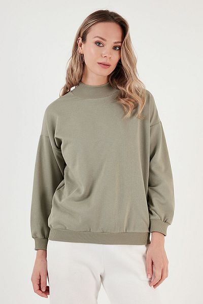 Lela Βαμβακερό γιακάς Basic πλεκτό ιδρώτα 5863323