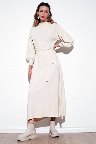 Lela Relaxed Cut Crew Neck Knitwear Dress - Dress 4616198