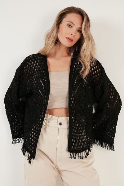 Lela Tasseled Openwork Knitwear Cardigan CARDIGAN 6071569