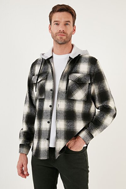 Buratti Καρό ανδρικό πουκάμισο ξυλοκόπο με κουκούλα διπλής τσέπης Cf22w2650