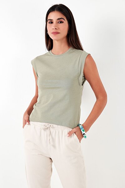 Lela Crew Neck Cotton Sleeveless T-Shirt - Basic,5864201