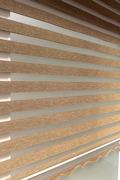 Naza Zebra Stor Perde 24299-03 Kahverengi Dokusal Etekli