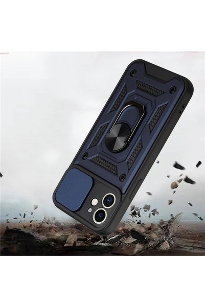 MMP SHOP iPhone 12 Compatible Case Camera Protection Extra Protection Tank Case with Sliding Ring