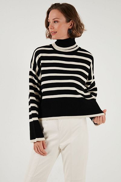 Lela Turtleneck Acrylic Striped Knitwear Sweater - Pullover 4616166