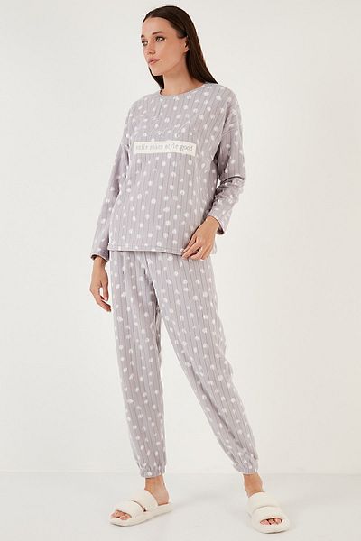Lela Set de pijamale din lână cu decolteu obișnuit, cu ajustare obișnuită SET PJAMA 6571007