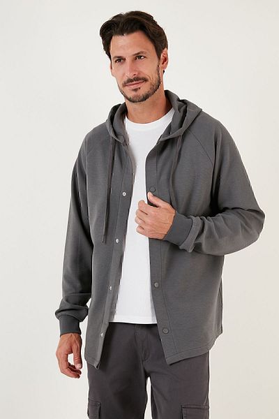 Buratti Ανδρικό πουκάμισο με βαμβακερή κουκούλα Relaxed Fit 5905468