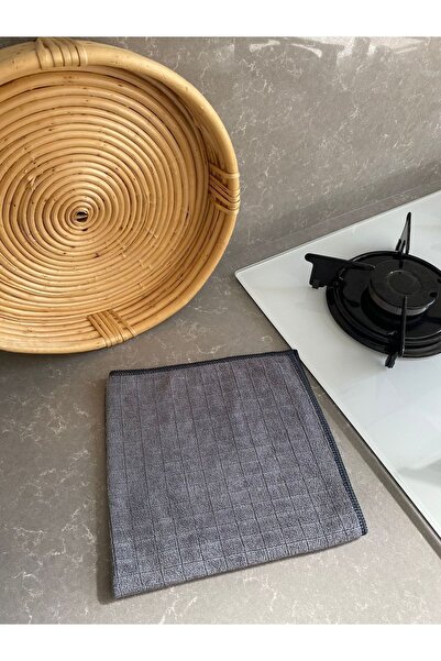 mübish Missclean 3 Adet Profesyonel Mikrofiber Mutfak Bezi Gri Kareli