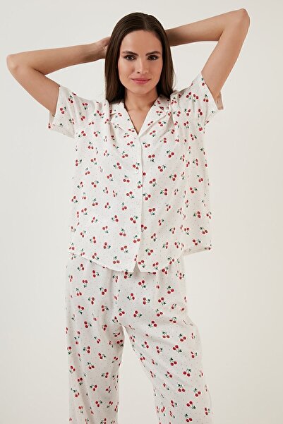 Lela Comfortable Cut Wide Leg Mono Collar Short Sleeve Pajama Set Pajama Set 6110290