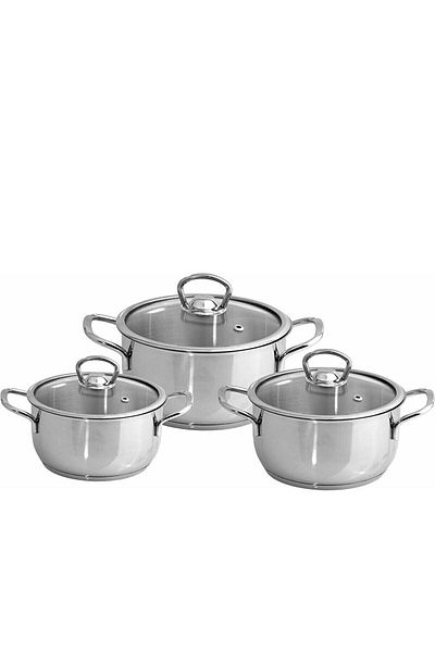 Sole Samira 16-18-20 Cm 3-Piece Cookware Set with Glass Lid
