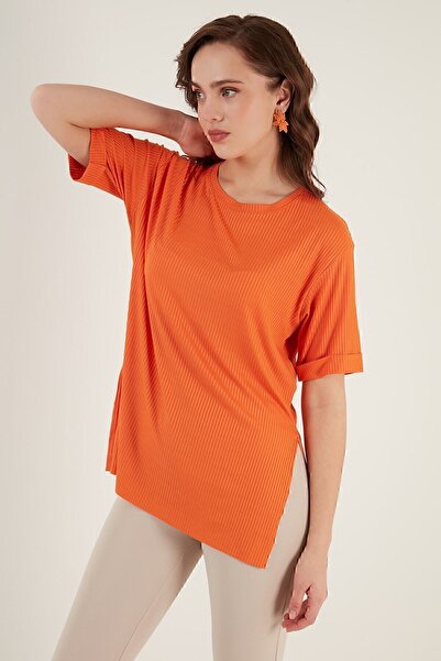 Lela Λεπτομερής μπλούζα μπλούζα με λαιμόκοψη μεγάλου μεγέθους 5863683