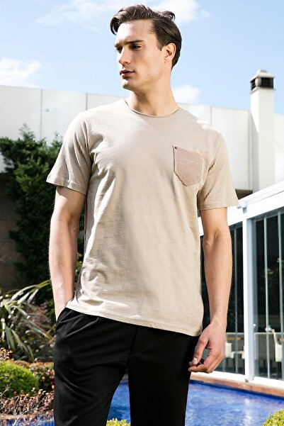 Buratti 100% Cotton Slim Fit Crew Neck Pocket T Shirt Men's T Shirt 5902000