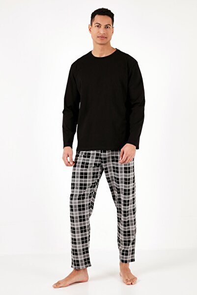 Buratti Σετ πιτζάμες καρό βαμβακερή κανονική εφαρμογή μακρυμάνικη ανδρική πιτζάμες 6572005