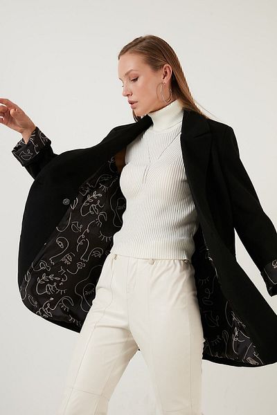 Lela Oversize Double Buttoned Long Coat with Pockets 6230058