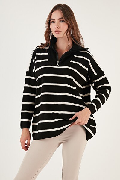 Lela Смугастий светр з напівзастібкою Oversize Трикотажний светр СВЕТР 4616080
