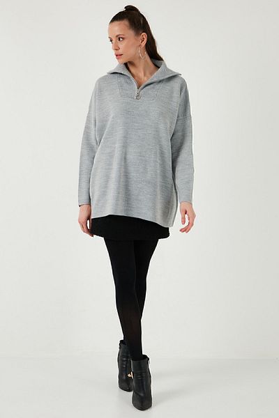 Lela Πλεκτό πουλόβερ Oversize με μισό φερμουάρ - ΠΟΥΛΟΒΕΡ 4616079 Υ