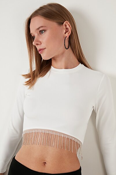 Lela Слім-фіт блузка з велосипедним коміром і ланцюжком BLUZ 5865397