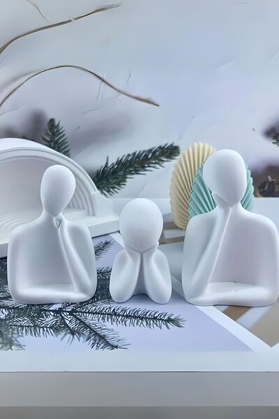 tambana 3’lü Beyaz Heykel Seti Dekoratif Süs Eşyası Dekoratif Masa Süsü Model 1