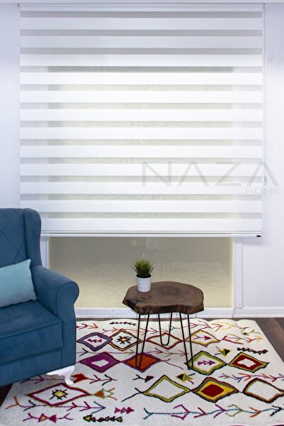 Naza Beyaz Kalın Zebra Perde Alüminyum Kasa