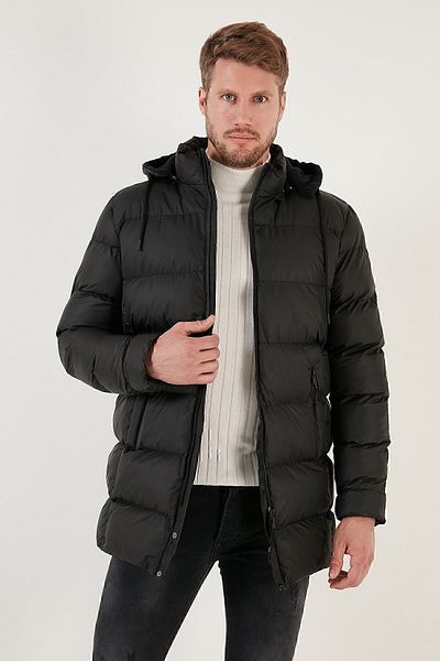 Buratti Slim Fit Ανθεκτικό στο νερό και τον άνεμο αφαιρούμενο κουκούλα Puffer Coat Ανδρικό ΠΑΛΤΟ 649009