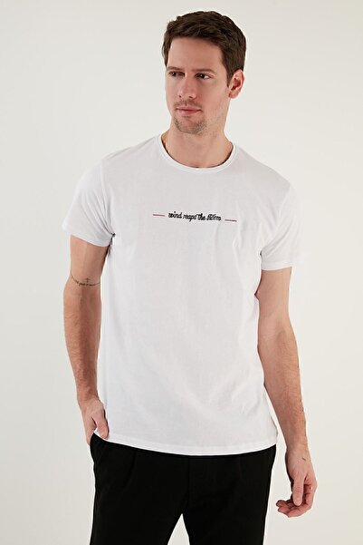 Buratti Κείμενο εμπριμέ λαιμόκοψη 100% βαμβακερό μπλουζάκι ανδρικό μπλουζάκι 541wınd