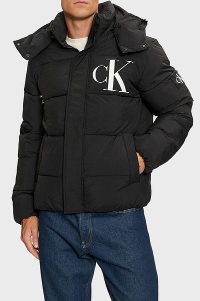 Calvin Klein معطف رجالي قابل للنفخ بشعار قابل للفصل - تصميم عملي وأنيق