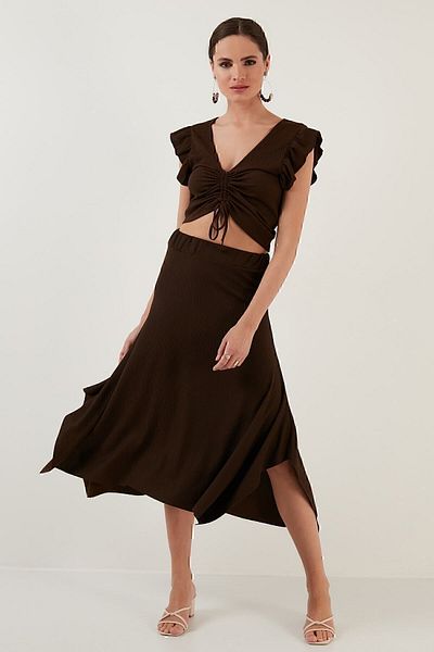 Lela Asymmetrical Slim Cut Knitted Skirt Skirt 5865017