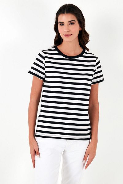 Lela Striped Crew Neck Cotton Regular Fit T Shirt T SHIRT6671008