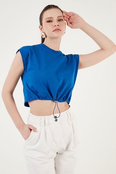 Lela Μπλουζάκι με λαιμόκοψη 100% βαμβακερό Crop T SHIRT 5865587