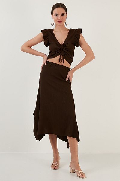Lela Asymmetrical Slim Cut Knitted Skirt Skirt 5865017