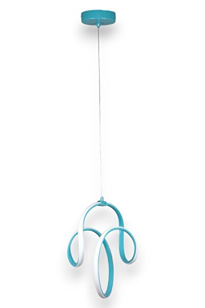 Fer Avize Songül Modern Tasarım Turkuaz Renk Yemek Masası Üstü - Mutfak - Salon Beyaz Led Sarkıt Avize