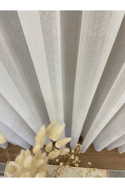 Brillant Ecru Linen Effect 1/3 Sik Pleat Tulle Curtain