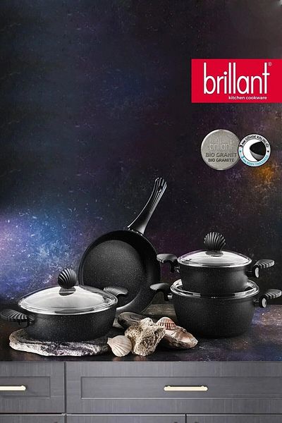 Brillant Petra 7 Piece Cast Iron Pot Set Fireproof Non-Stick Aluminum Pot Set