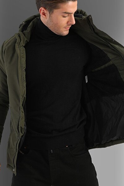 D1fference Men's Khaki Outlet Hooded Windproof Sports Winter Coats & Coats & Parka