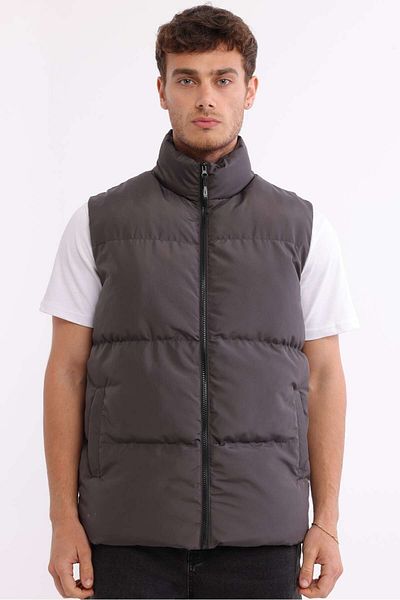 D1fference Men's Lined Water and Windproof Anthracite Inflatable Vest