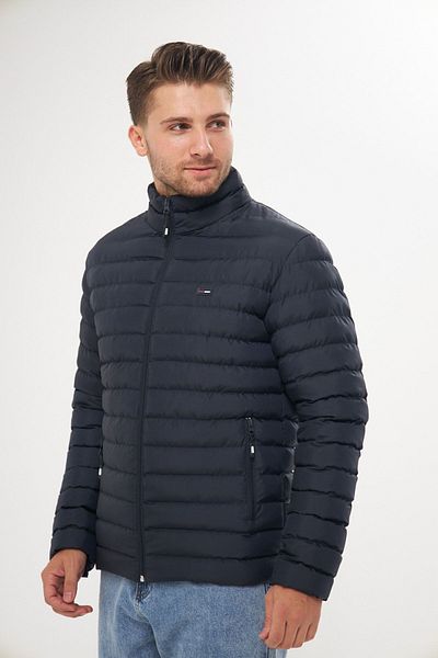 D1fference Men's Water Resistant Stand Collar Inflatable Winter Gel Fiber Filled Navy Blue Coat