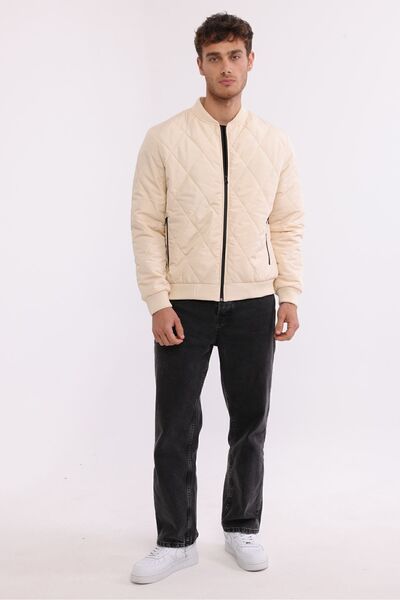 D1fference Pánská prošívaná bunda se vzorovaným vláknem plněná - vodě a větru odolná