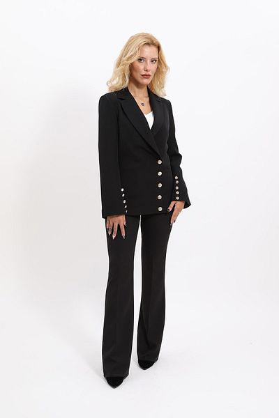 ÖNDER ÖZSOY Black Spanish Sleeve Jacket and Leg Pants Set