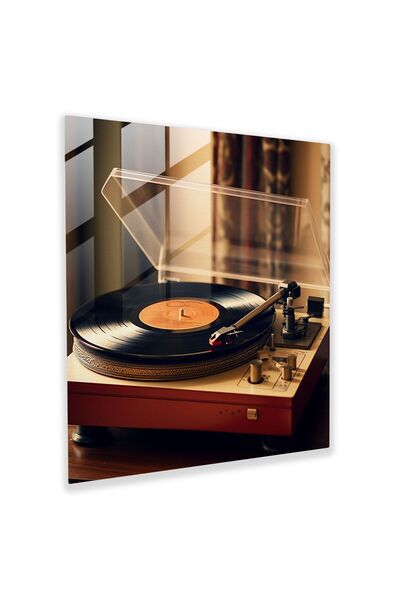 PaintedAnarchy Retro vinil plak çalar Cam Tablo - retro, duvar dekorasyonu, modern sanat, cam duvar sanatı